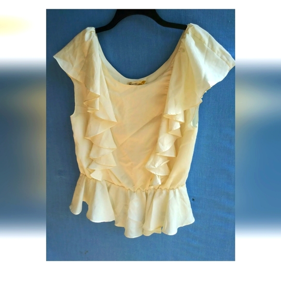 Paisley And Ivy Ivory Ruffled Blouse Size Large L A1 - Picture 1 of 5